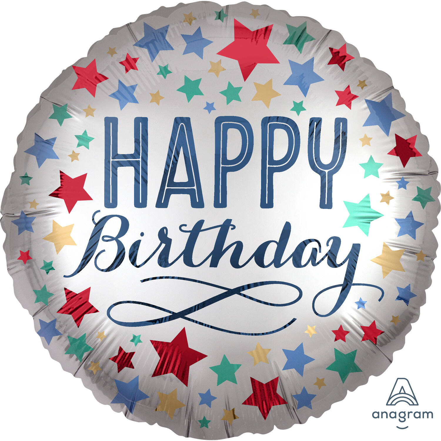 Foil Balloon - "HAPPY Birthday" - stars - 45 cm